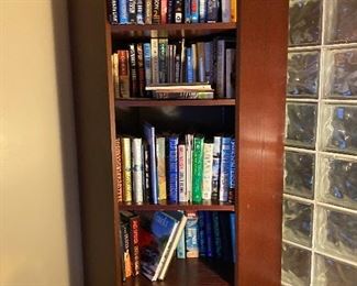 Books; corner bookshelf