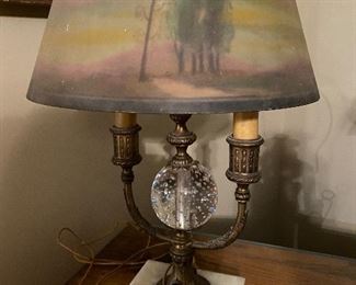 Antique Pairpoint Reverse Painted Directorie Table Lamp