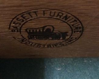 Bassett china cabinet label