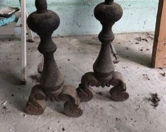 pair of cast iron andirons