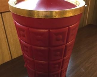 mid-century ice bucket -- we have 2, one red, one black