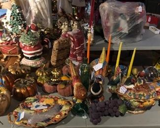 Fall and Christmas Decorations, Candles, Fitz and Floyd Items