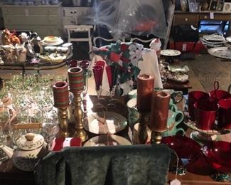 Christmas Candles, Christmas Glassware, etc.