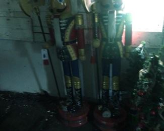 Two 6 Ft Tall Wooden Nutcracker Soldiers