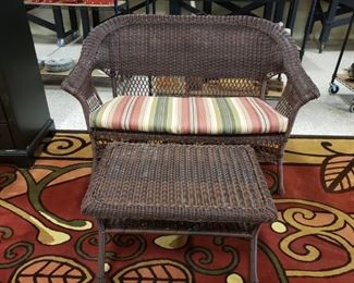Resin Wicker Love Seat and Coffee Table