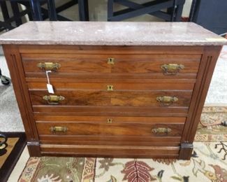 three Drawer Marble Top Chest