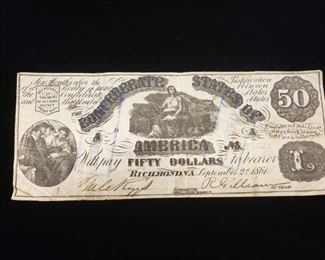 1861 C.S.A. Fifty Dollar Bill