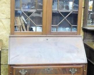 Vintage mahogany bookcase secretary w/string inlay