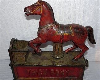 Cast Iron "Trick Pony" Mechanical Bank Dated 1885