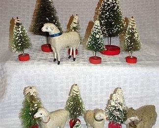 Wooly German Sheep & Bottle Brush Trees