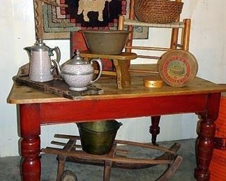Farm Table, Sled, Country Primitives