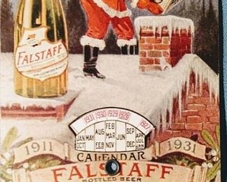 Rare Pre-Prohibition Lemp/Falstaff Post Card With Santa Delivering a Case Of Beer Down The Chimney.