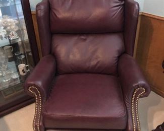 Leather Winged Back Recliner