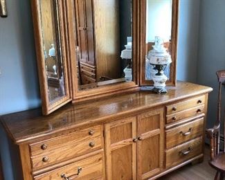 Thomasville dresser with mirror - change hardware to polished nickle and get a new look!