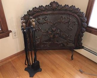 Fireplace screen and tools 