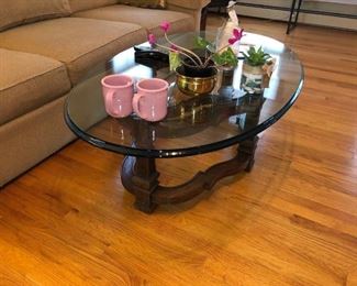 Ethan Allen glass top table - beautiful beveled top