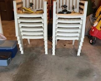 12 white outdoor chairs