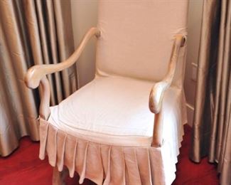 Pair skirted chairs