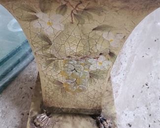 Beautiful vintage tin vase with floral design