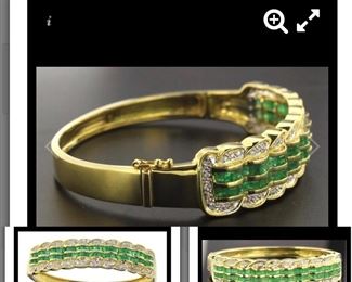 Absolutely Stunning 18K Gold Emerald & Diamond Bracelet!!!  Investment Quality!  