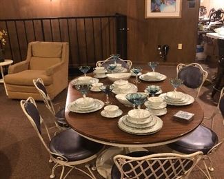 1950-60’s Iron Table & 6 Swivel Chairs