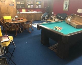 Antique Pool Table, Vintage Chairs, Sofas, Etc