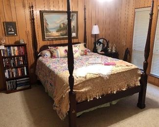Queen size Mahogany Poster Bed,-SOLD. Paintings, Vanity and Chair