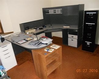 U-Shaped Desk, File cabinets