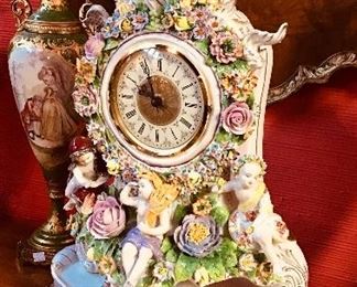 Dresden Porcelain Figural Clock