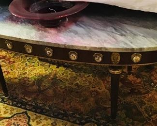 Marble Top Cocktail Table with Porcelain Plaques