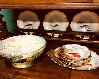 Limoges Punch Bowl and Fish Set