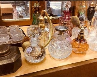 Tiffany Inkwell and Perfume Bottles