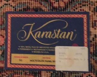This is tag of previously pictured rug Karastan