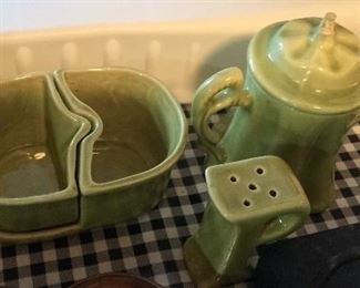 Vintage green pottery pieces