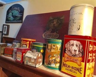 Tins, large thread advertising lap desk with cat