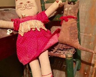 Small vintage chair with cat
