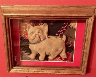 Bulldog on a crazy quilt block