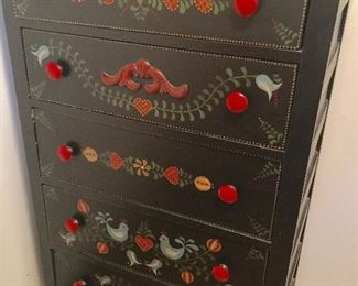 Tole painted chest of drawers