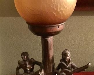 Vintage bronze globe lamp