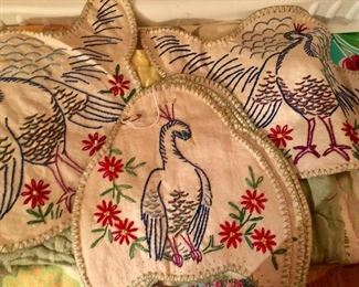Lots of vintage linens and needlework