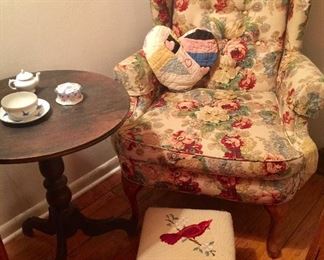 Shabby chic chair and ottoman