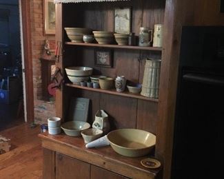 Primitive pine cupboard hutch