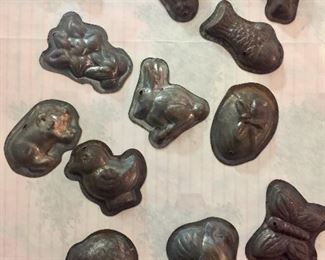 Small antique metal chocolate molds