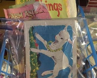 Vintage children’s books, games, cards, coloring books,