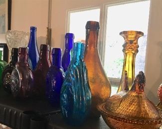 Colored glass bottles