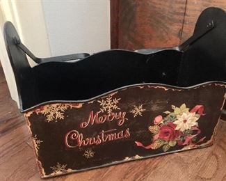 Merry Christmas painted metal bucket
