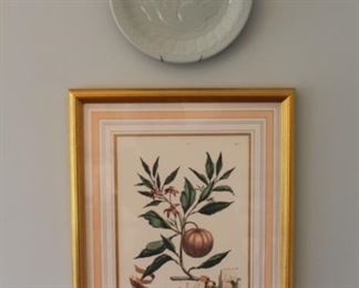 We have a pair of celadon plates and a pair of French matted hand colored engravings.