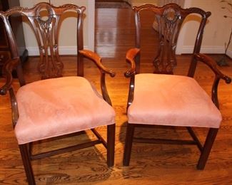 Pair of Chippendale style arm chairs.