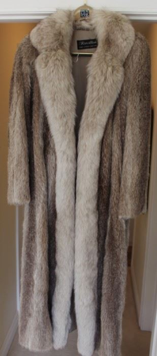 Nutria & fox collared fur coat.