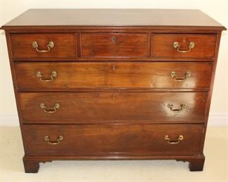 19th century English mahogany Georgian chest. Measurements are: 21 1/4" D x 32" W x 25" H.